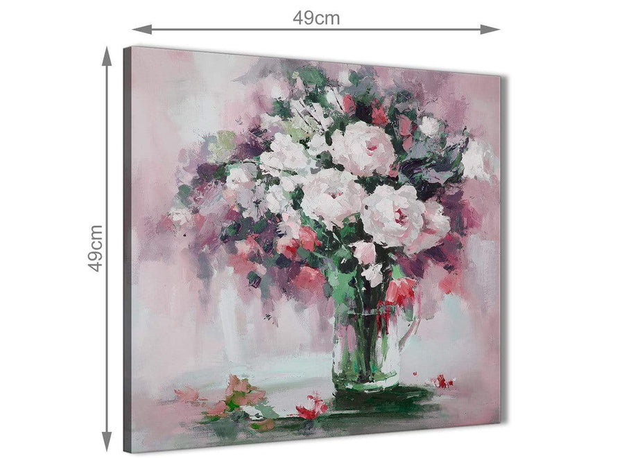 Inexpensive Blush Pink Flowers Painting Bathroom Canvas Pictures Accessories - Abstract 1s441s - 49cm Square Print