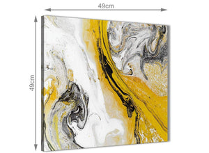 Inexpensive Mustard Yellow and Grey Swirl Bathroom Canvas Wall Art Accessories - Abstract 1s462s - 49cm Square Print