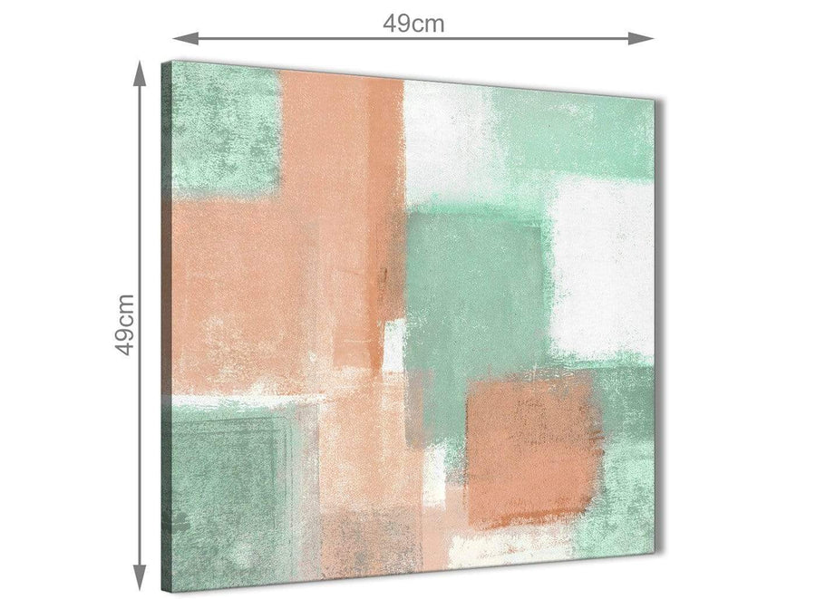 Inexpensive Peach Mint Green Bathroom Canvas Pictures Accessories - Abstract 1s375s - 49cm Square Print