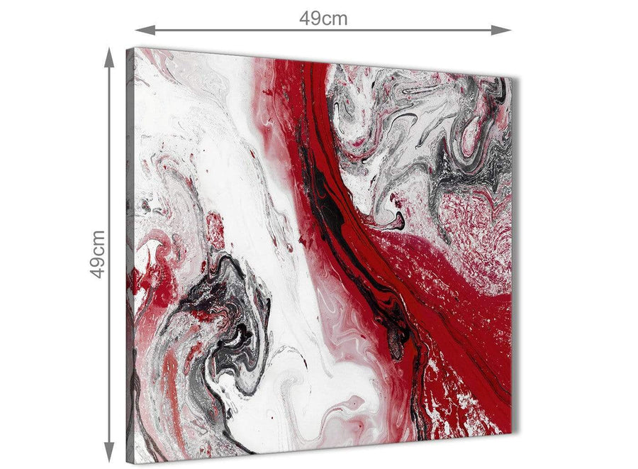 Inexpensive Red and Grey Swirl Bathroom Canvas Wall Art Accessories - Abstract 1s467s - 49cm Square Print
