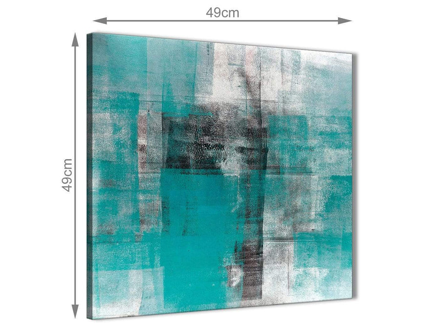 Inexpensive Teal Black White Painting Bathroom Canvas Wall Art Accessories - Abstract 1s399s - 49cm Square Print