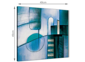 Inexpensive Teal Cream Painting Bathroom Canvas Wall Art Accessories - Abstract 1s417s - 49cm Square Print