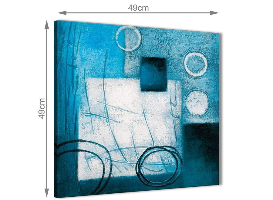 Inexpensive Teal White Painting Bathroom Canvas Pictures Accessories - Abstract 1s432s - 49cm Square Print