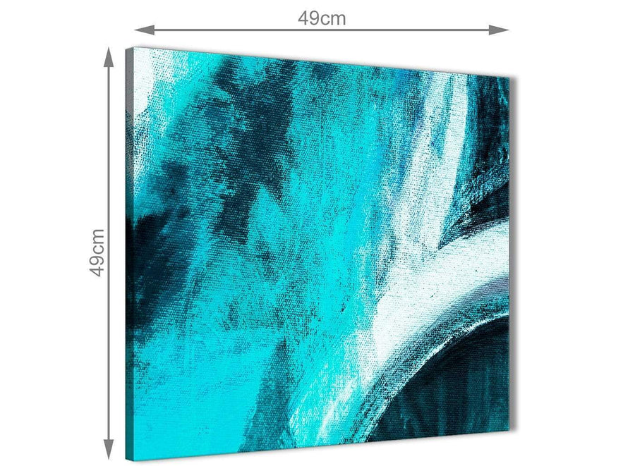 Inexpensive Turquoise and White - Bathroom Canvas Wall Art Accessories - Abstract 1s448s - 49cm Square Print