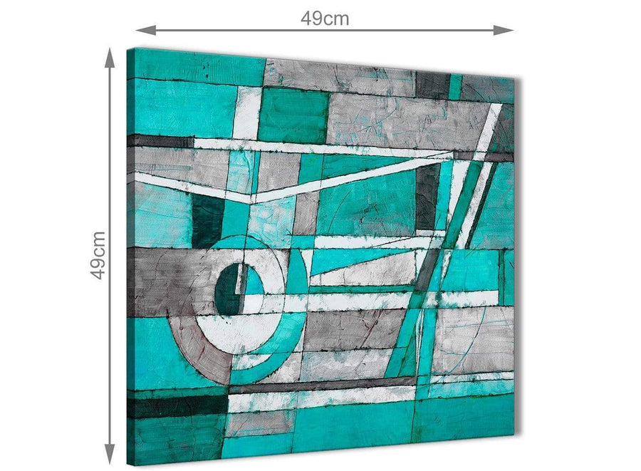 Inexpensive Turquoise Grey Painting Bathroom Canvas Wall Art Accessories - Abstract 1s403s - 49cm Square Print