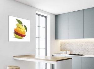 Kitchen Canvas Wall Art Sliced Fruit - Apple Shape Food Stack - 1s483m - 64cm Square Picture
