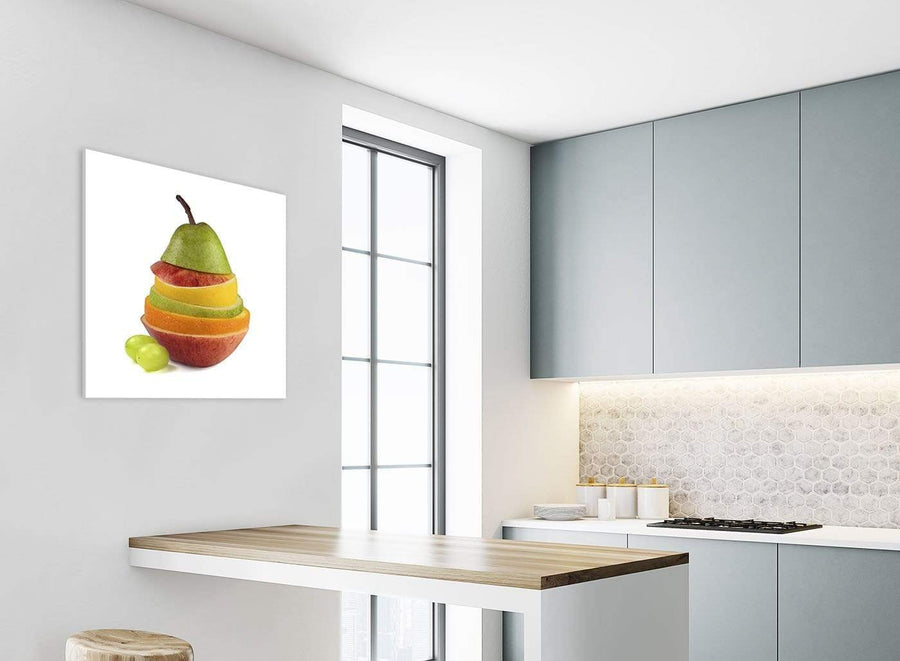 Kitchen Canvas Wall Art Sliced Fruit - Pear Shape Food Stack - 1s482m - 64cm Square Picture