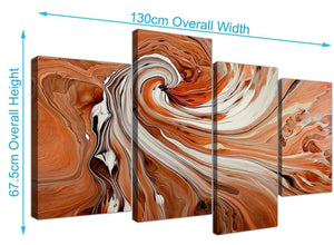 large abstract swirl canvas art orange 4264