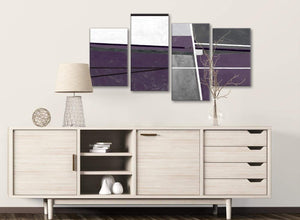 Large Aubergine Grey Painting Abstract Bedroom Canvas Pictures Decor - 4392 - 130cm Set of Prints