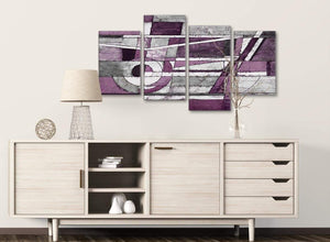 Large Aubergine Grey White Painting Abstract Bedroom Canvas Wall Art Decor - 4406 - 130cm Set of Prints