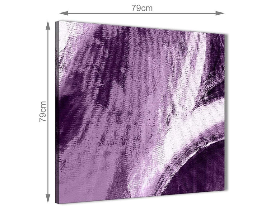 Large Aubergine Plum and White - Abstract Bedroom Canvas Wall Art Decorations 1s449l - 79cm Square Print