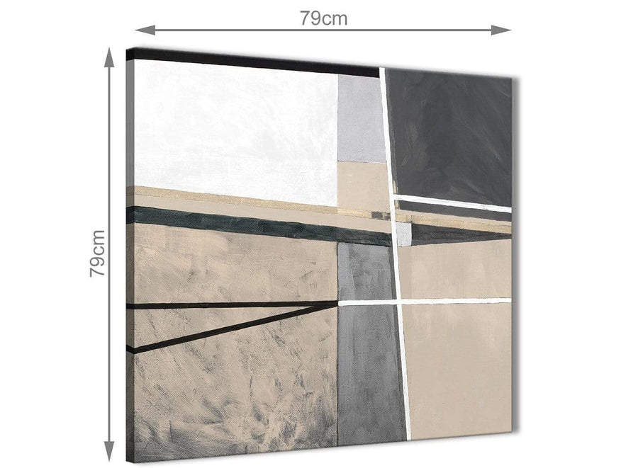 Large Beige Cream Grey Painting Abstract Office Canvas Wall Art Decor 1s394l - 79cm Square Print