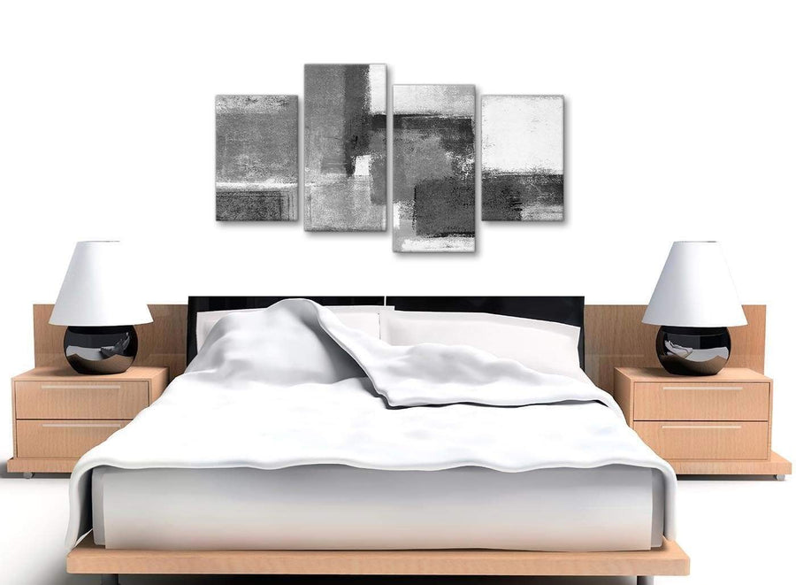Large Black White Grey Abstract Bedroom Canvas Pictures Decor - 4368 - 130cm Set of Prints