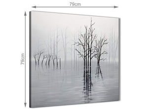 Large Black White Grey Tree Landscape Painting Dining Room Canvas Pictures Decorations 1s416l - 79cm Square Print