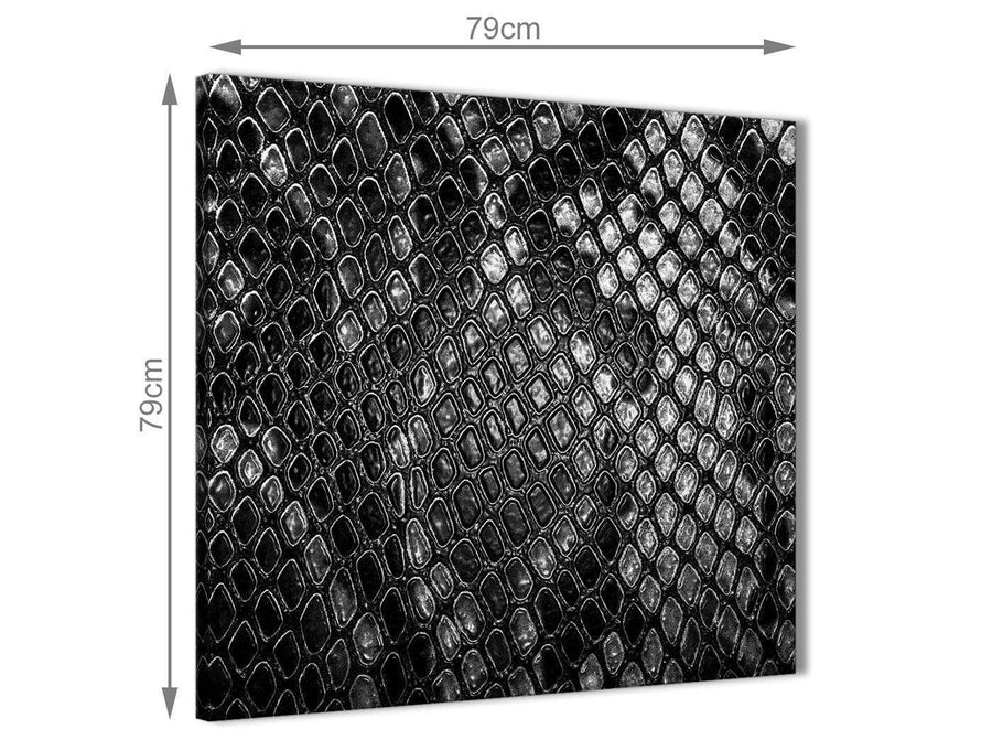 Large Black White Snakeskin Animal Print Abstract Living Room Canvas Wall Art Decorations 1s510l - 79cm Square Print