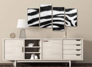 Large Black White Zebra Animal Print Abstract Living Room Canvas Wall Art Decor - 4471 - 130cm Set of Prints