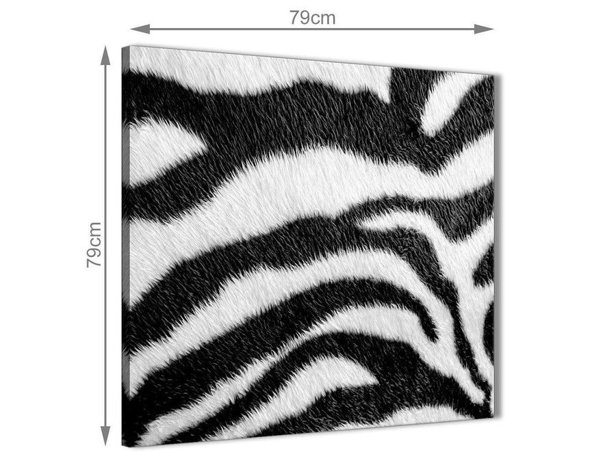 Large Black White Zebra Animal Print Abstract Bedroom Canvas Pictures Decorations 1s471l - 79cm Square Print