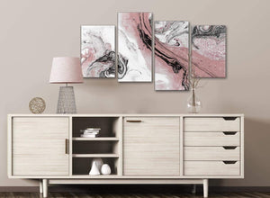 Large Blush Pink and Grey Swirl Abstract Living Room Canvas Wall Art Decor - 4463 - 130cm Set of Prints