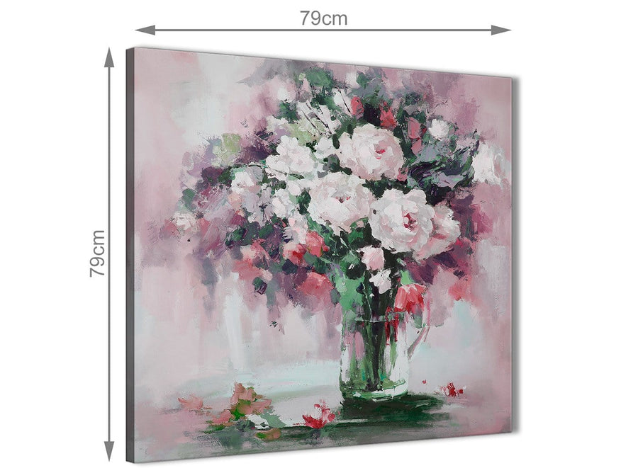 Large Blush Pink Flowers Painting Abstract Hallway Canvas Pictures Decor 1s441l - 79cm Square Print