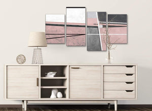 Large Blush Pink Grey Painting Abstract Bedroom Canvas Wall Art Decor - 4393 - 130cm Set of Prints