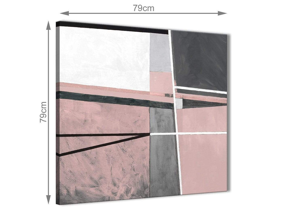 Large Blush Pink Grey Painting Abstract Hallway Canvas Pictures Decor 1s393l - 79cm Square Print