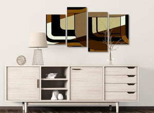 Large Brown Cream Painting Abstract Bedroom Canvas Pictures Decor - 4413 - 130cm Set of Prints