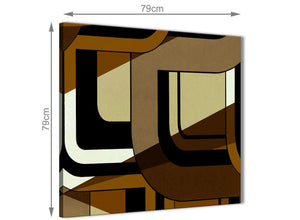 Large Brown Cream Painting Abstract Hallway Canvas Wall Art Accessories 1s413l - 79cm Square Print