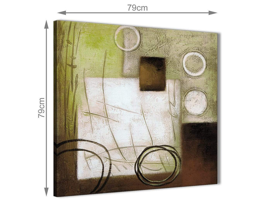 Large Brown Green Painting Abstract Dining Room Canvas Pictures Decor 1s421l - 79cm Square Print