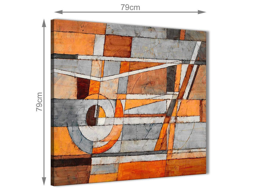 Large Burnt Orange Grey Painting Abstract Bedroom Canvas Wall Art Decorations 1s405l - 79cm Square Print