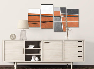 Large Burnt Orange Grey Painting Abstract Bedroom Canvas Pictures Decor - 4390 - 130cm Set of Prints