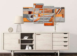 Large Burnt Orange Grey Painting Abstract Bedroom Canvas Pictures Decor - 4405 - 130cm Set of Prints