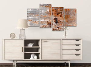 Large Burnt Orange Grey Painting Abstract Bedroom Canvas Pictures Decor - 4415 - 130cm Set of Prints