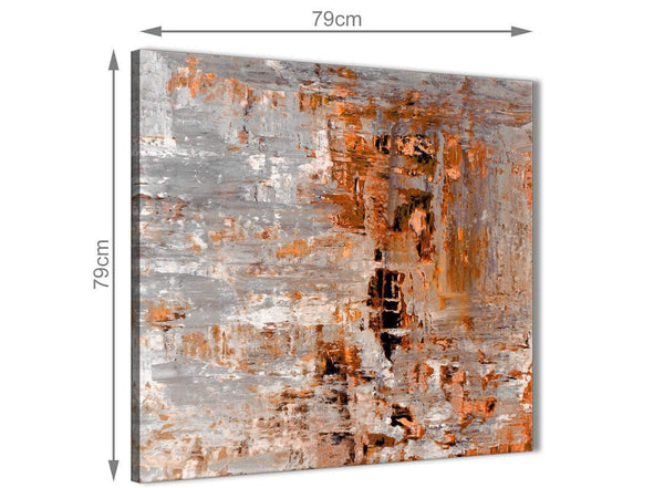 Large Burnt Orange Grey Painting Abstract Hallway Canvas Wall Art Decor 1s415l - 79cm Square Print