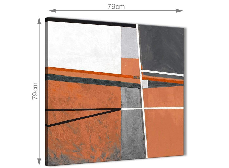 Large Burnt Orange Grey Painting Abstract Office Canvas Wall Art Decorations 1s390l - 79cm Square Print