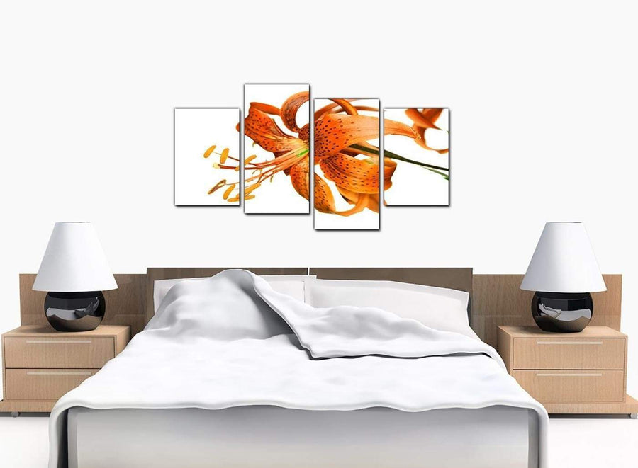 Four Panel Set of Bedroom Orange Canvas Picture