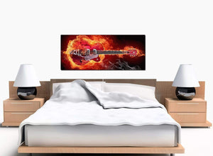 Flaming Guitar Extra-Large Orange Canvas Pictures