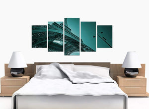 5 Piece Set of Cheap Teal Canvas Pictures