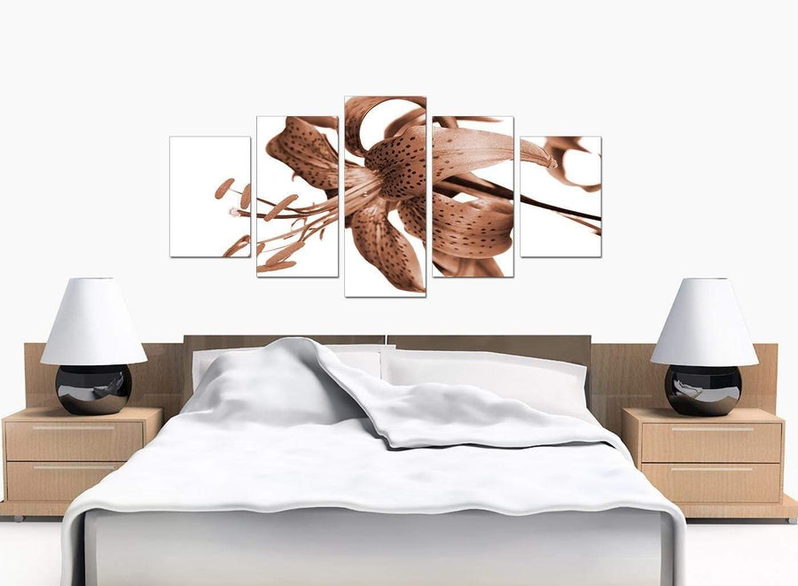 5 Panel Set of Cheap Brown Canvas Pictures