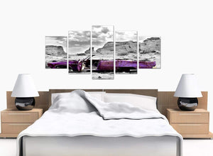 Set Of Five Cheap Purple Canvas Wall Art
