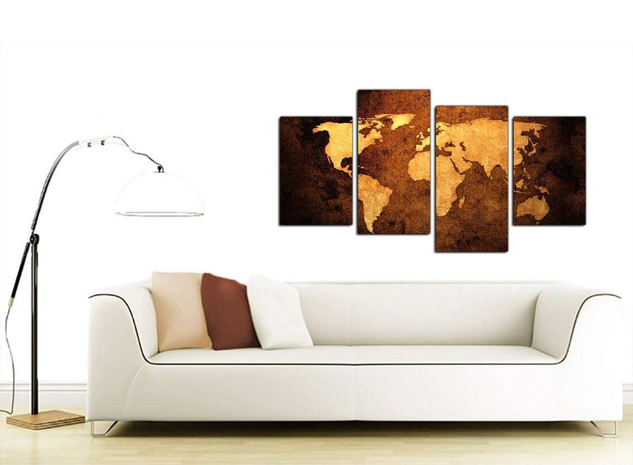 World Map Canvas Wall Art in Tan for the Home