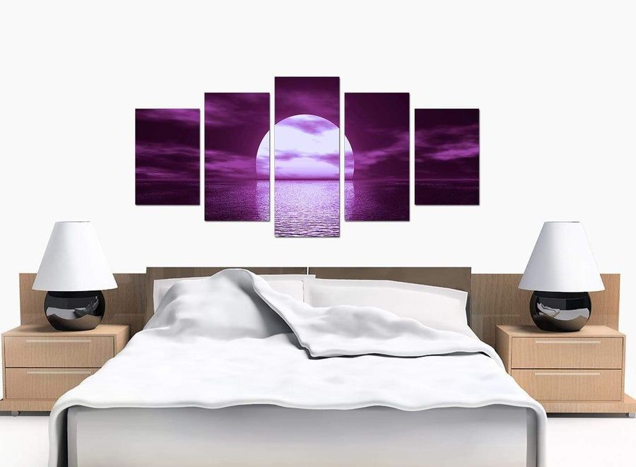 Set Of Five Extra-Large Purple Canvas Pictures