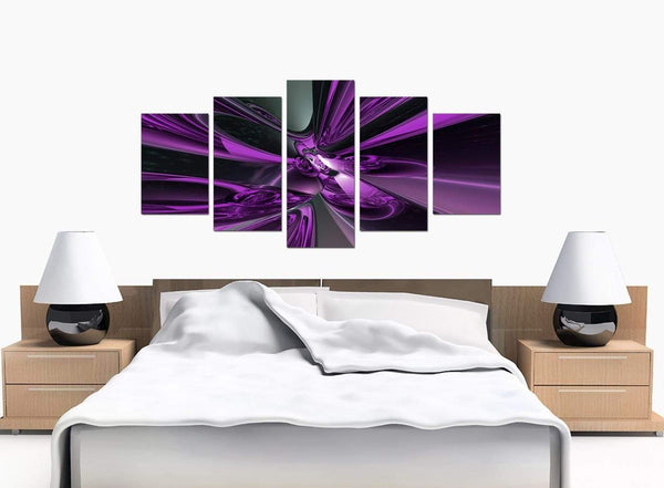 5 Piece Set of Extra-Large Purple Canvas Art