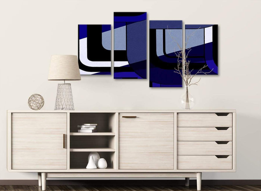 Large Indigo Navy Blue Painting Abstract Bedroom Canvas Pictures Decor - 4411 - 130cm Set of Prints