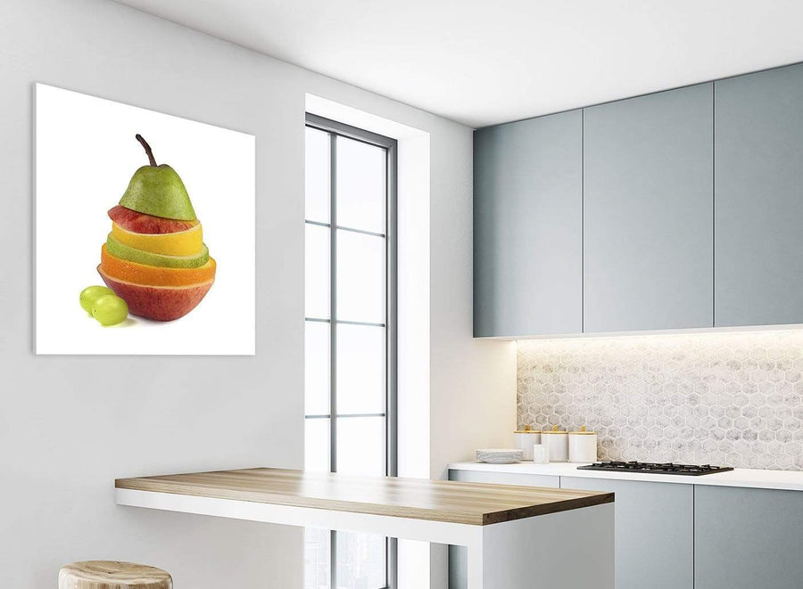 Large Kitchen Canvas Wall Art Sliced Fruit - Pear Shape Food Stack - 1s482l - 79cm XL Square Picture