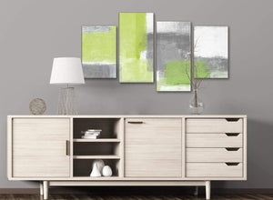 Large Lime Green Grey Abstract - Abstract Living Room Canvas Pictures Decor - 4369 - 130cm Set of Prints