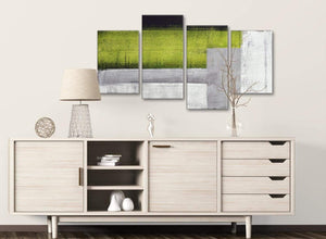 Large Lime Green Grey Painting Abstract Bedroom Canvas Wall Art Decor - 4424 - 130cm Set of Prints