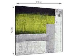 Large Lime Green Grey Painting Abstract Office Canvas Pictures Accessories 1s424l - 79cm Square Print