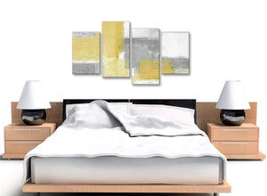 Large Mustard Yellow Grey Abstract Bedroom Canvas Pictures Decor - 4367 - 130cm Set of Prints