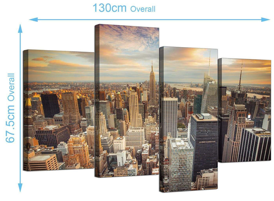 Large New York Skyline Canvas Pictures 130cm x 68cm 4202