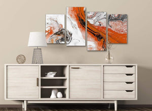 Large Orange and Grey Swirl Abstract Bedroom Canvas Pictures Decor - 4461 - 130cm Set of Prints